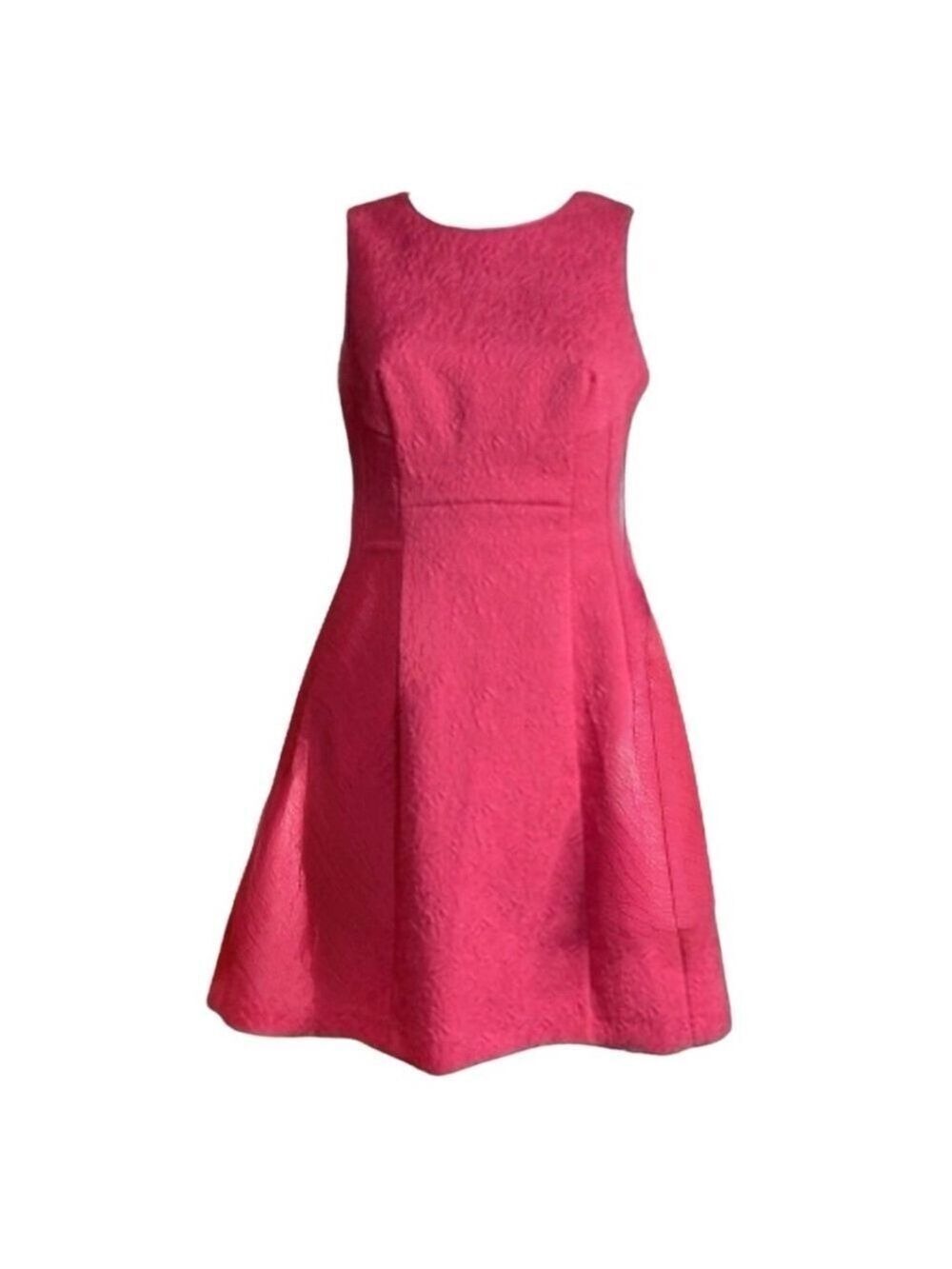 Pink Fit & Flare Sleeveless Dress Women's Size 8 Lined Textured